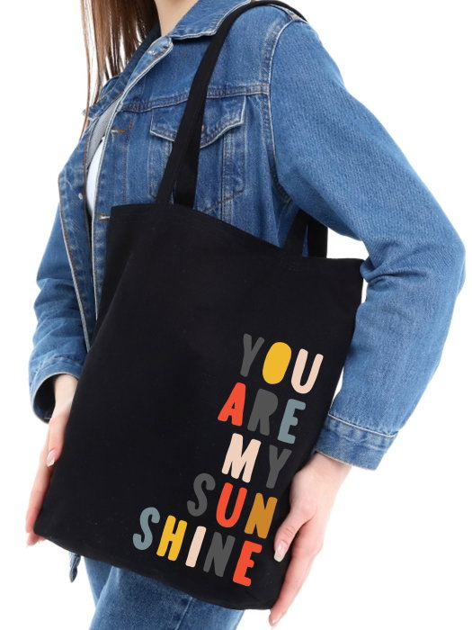 Zoozie Bags Bolso de Mano Tote Negro Algodón 35 x 40 x 8 cm
